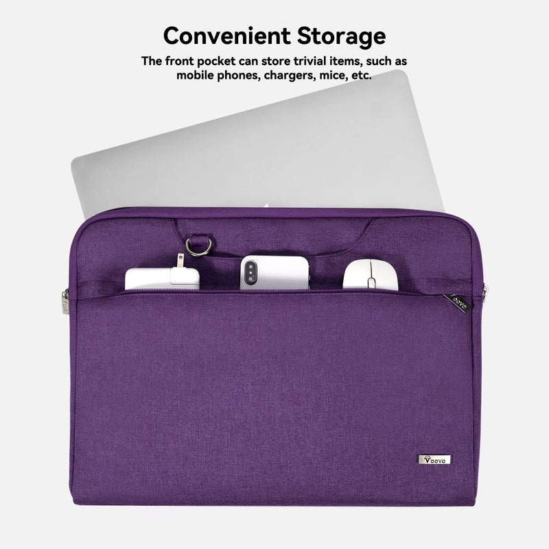 Voova Laptop Bag 15.6 Inch for Women, Waterproof Computer Sleeve Carrying Case with Shoulder Straps & Handle Compatible with Macbook Air 15, MacBook Pro 15/16, 15-16 Inch Hp Dell Lenovo Asus, Purple - Image 2